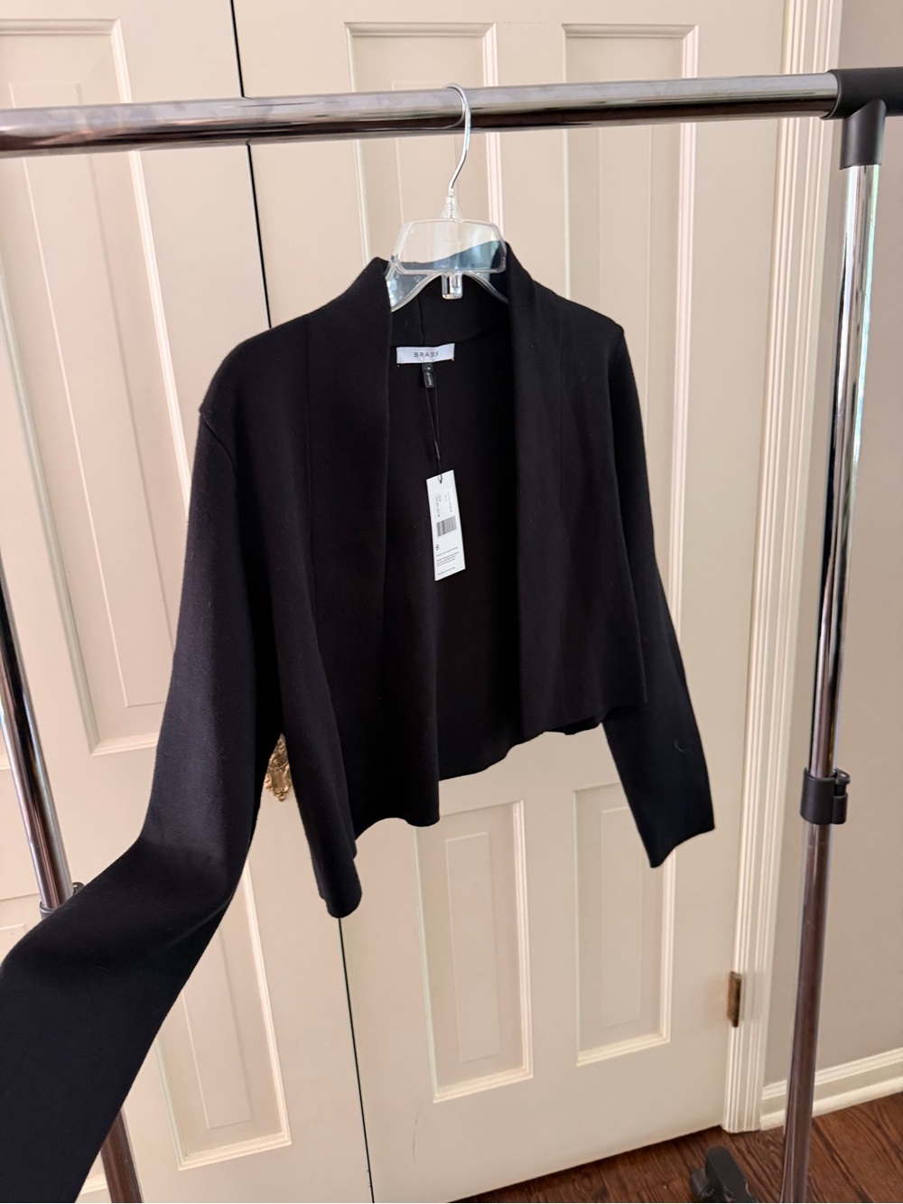 Black Open-Front Cropped Cardigan Sweater